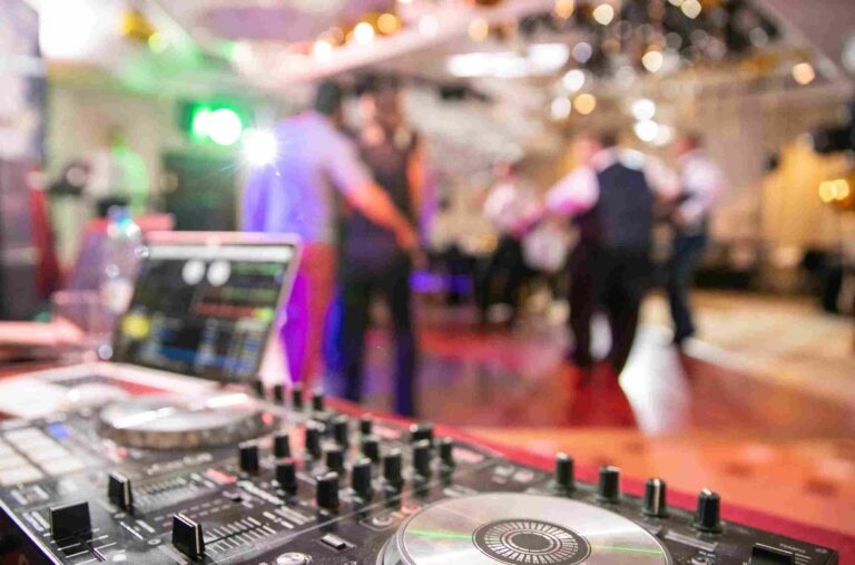 DJ para bodas con disco móvil animando la fiesta