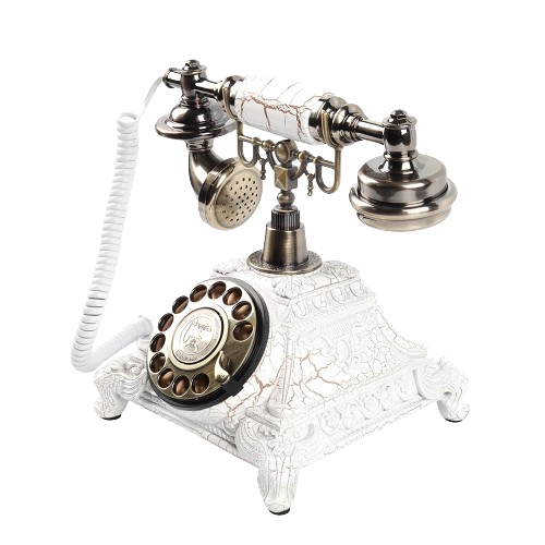 Teléfono blanco vintage para bodas y eventos para grabación de mensajes de los invitados a la boda